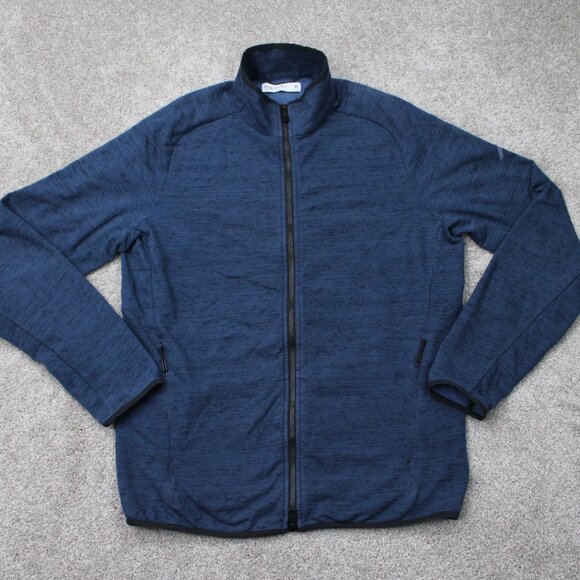 Hill City Tech Jacket Mens Medium Blue Full ZIp Athleisure Stretch Zip Pocket - Picture 1 of 13